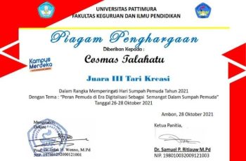 Cosmas Talahatu – Lomba Tarian Kreasi Gebyar Sumpah Pemuda FKIP Universitas Pattimura Tahun 2021