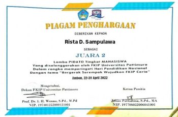 Rista D Sampulawa – Peringatan hari pendidikan Nasoinal Oleh FKIP Universitas Pattimura dengan tema “Bergerak Serempak Wujudkan FKIP Ceria”