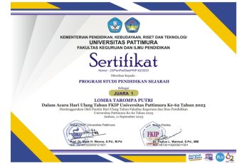 Juara 1 lomba Tarompa Putri Dalam acara Dies Natalis Fkip Ke-62 FKIP Universitas Pattimura