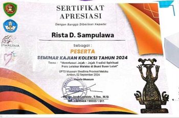 Rista D Sampulawa – Peserta Seminar Kajian Koleksi dengan tema menelusuri jejak-jejak tradisi spritual para leluhur maluku di bumi duan lolat