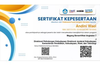 Andini Wael – Sebagai Peserta Magang Bersertifikst Angkatan 7 Program Pelaksanaan Pusat Kampus Merdeka